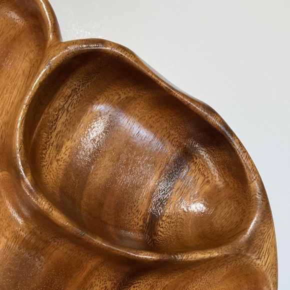 Pacific Woods Raintree Leaf Shaped Divided Tray Dish Bowl Large 14" x 12" - Picture 3 of 10